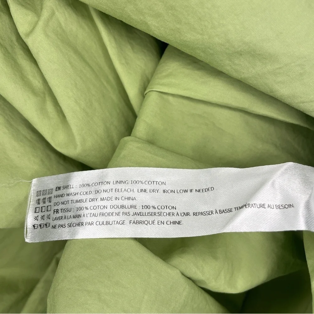 En Saison Green Puff Sleeve Cotton Mini Dress | Ruched Bodice | Size S - Picture 8 of 8